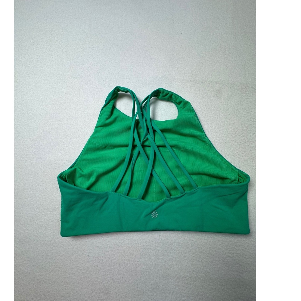 Athletic Athleta Women L Sports Bra Green High Neck Strappy Back 440938-03 SP19 - Picture 2 of 9